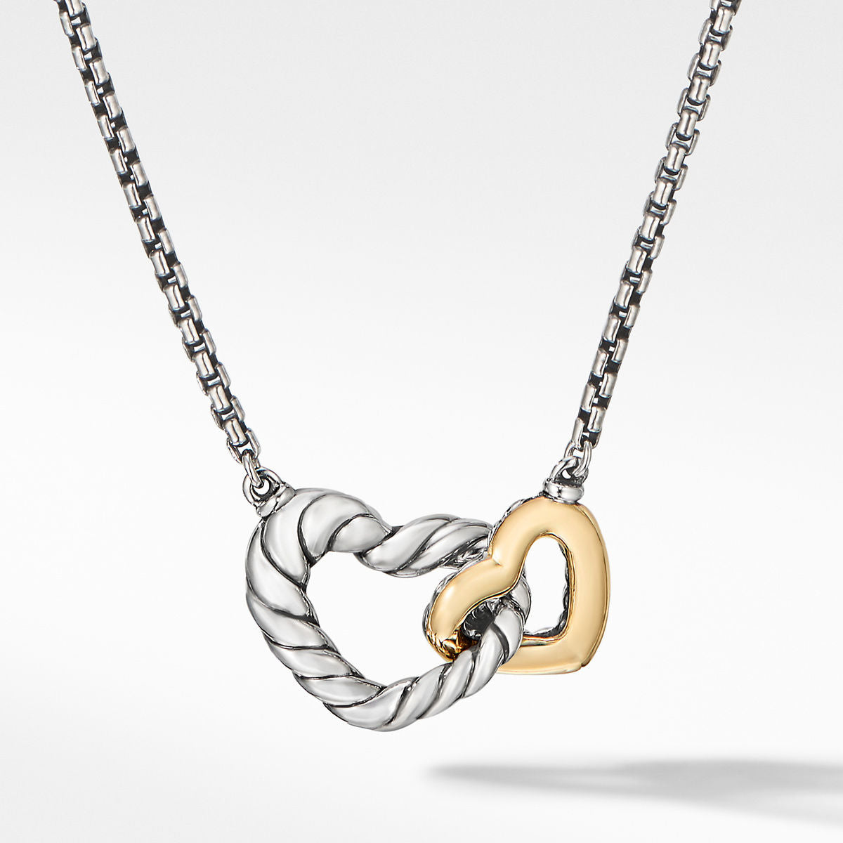 David Yurman Interlocking Double Heart Silver 18k Necklace – NAGI