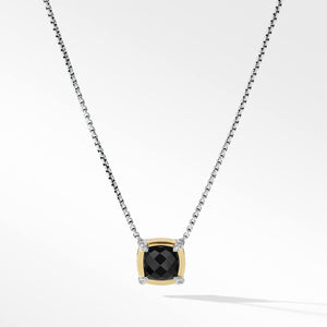 Petite Chatelaine Pendant Necklace 18K Yellow Gold Bezel and Pave Diamonds