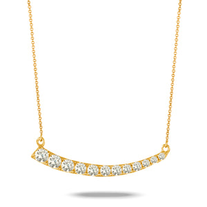 Doves 18k Yellow Gold Curved Diamond Bar Necklace