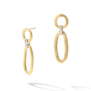 Marco Bicego Jaipur Link Collection 18K Yellow & White Gold Mixed Link Diamond Drop Earrings