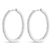 Memoire 18k White Gold Oval Hinged Diamond Hoop Earrings
