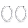 Memoire 18k White Gold Oval Hinged Diamond Hoop Earrings