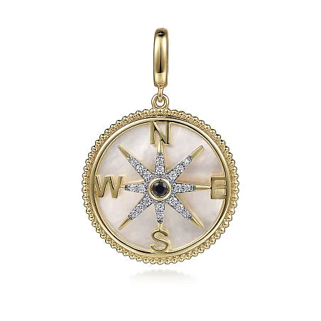 Gabriel 14K Yellow Gold Diamond Blue Sapphire Compass Pendant