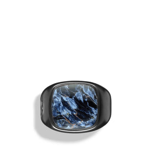 David Yurman Men's Exotic Stone Ring with Pietersite in Black Titanium