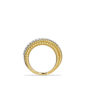The Crossover Collection Wide Ring with Diamonds in 18K Gold
