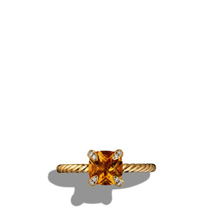 David Yurman Chatelaine Ring with Citrine and Diamonds in 18K Gold