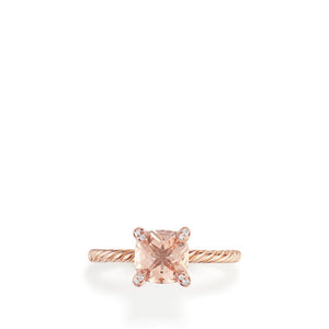 David Yurman Chatelaine Ring with Morganite and Diamonds in 18K Rose Gold 10mm