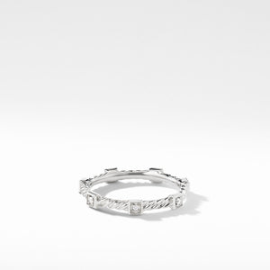 Cable Collectibles Ring with Diamonds in 18K White Gold