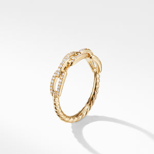 David Yurman Stax Single Row Pave Chain Link Ring with Diamonds in 18K Gold, 4.5mm