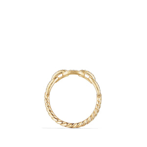 David Yurman Stax Link Chain Silver 18k Gold Diamond Ring