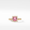 David Yurman Chatelaine Pave Bezel Ring in 18K Yellow Gold with Pink Tourmaline