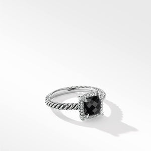 Petite Chatelaine Pave Bezel Ring with Diamonds 7MM