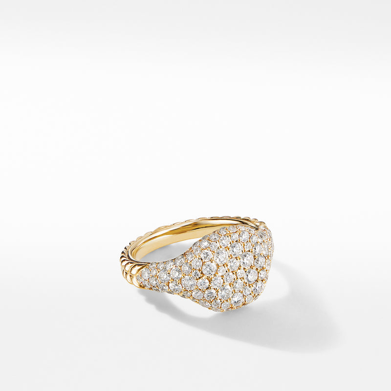 Mini Pinky Ring in 18K Yellow Gold with Pave Diamonds