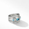 David Yurman Stax Wide Diamond Ring London Blue Topaz, 15MM