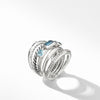 David Yurman Stax Wide Diamond Ring London Blue Topaz, 15MM