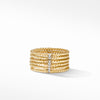 DY Origami 6-Row Cable Ring in 18K Yellow Gold with Diamonds