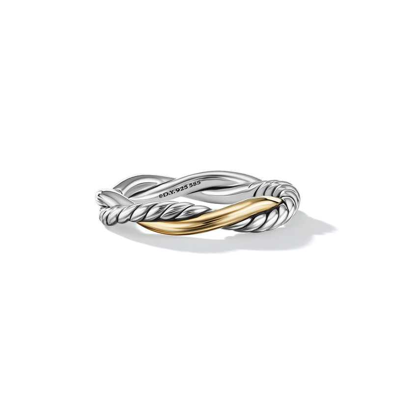 David Yurman 4MM Petite Infinity Ring in Sterling Silver with 14k Yellow Gold