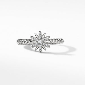 Sterling Silver 10MM Petite Starburst Diamond Ring
