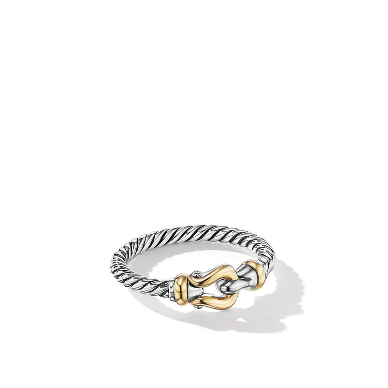 2MM Petite Buckle Ring in Sterling Silver and 18k Yellow Gold2MM Petite Buckle Ring in Sterling Silver and 18k Yellow Gold