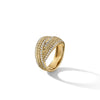 DY Origami Ring in 18K Yellow Gold with Pave Diamond Rails