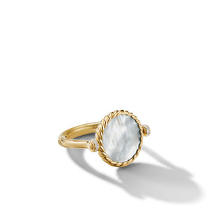 David Yurman Elements Swivel Ring in 18K Yellow Gold with Black Onyx and Mother of Pearl and Diamonds