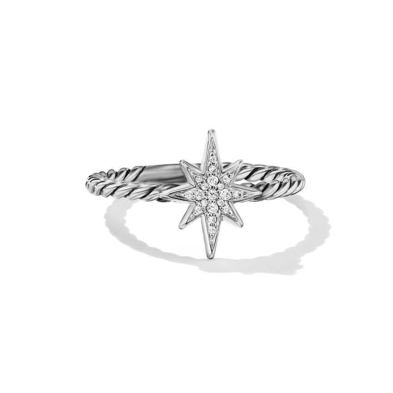 David Yurman Cable Collectibles North Star Stack Ring with Pave Diamonds