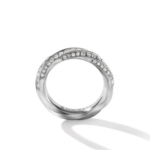 David Yurman Cable Edge Band Ring in Recycled Sterling Silver with Pave Diamonds