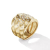 David Yurman Cable Edge Saddle Ring in Recycled 18K Yellow Gold with Pave Diamonds