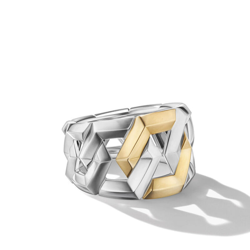 David Yurman Carlyle Ring in Sterling Silver with 18K Yellow Gold
