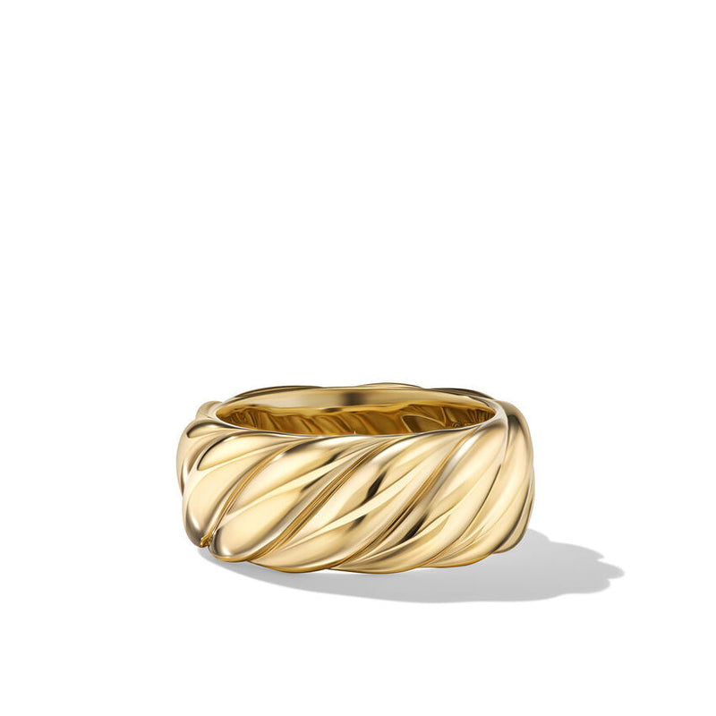 David Yurman Sculpted Cable Band Ring in 18K Yellow Gold, 9MM
