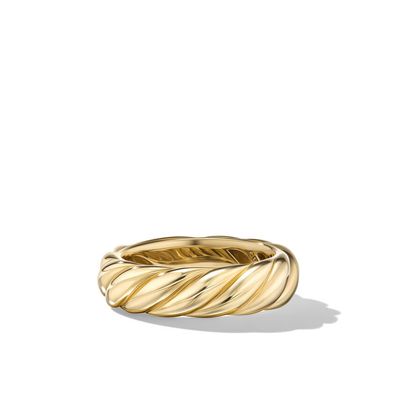 David Yurman Sculpted Cable Band Ring in 18K Yellow Gold, 6MM