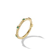David Yurman Cable Collectibles Stack Ring in 18K Yellow Gold with Emeralds