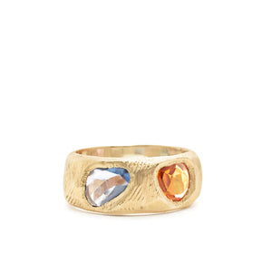 Page Sargisson 18k Gold Handmade Four Sapphire One Tsavorite Rainbow Ring
