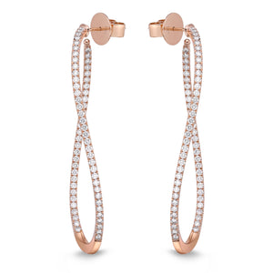 Memoire 18k Rose Gold Twist Diamond Hoop Earrings