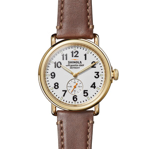 Shinola 41MM Runwell Automatic White Dial Gold PVD Case Watch S0120266280