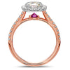 Point of Love Square Cushion Forevermark 1 Carat Diamond Halo Engagement Ring Rose Gold