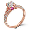 Point of Love Round Brilliant 1 Carat Diamond Split Shank 18K Rose Gold Engagement Ring
