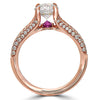Point of Love Round Brilliant 1 Carat Diamond Split Shank 18K Rose Gold Engagement Ring