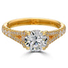 Point of Love Round Brilliant 1.5 Carat Diamond Split Shank 18K Yellow Gold Engagement Ring
