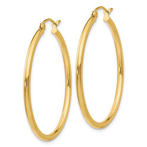 14k Yellow Gold 35mm Lightweight Tube Hoop Earrings