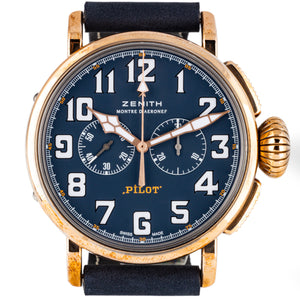 Pre-Owned Zenith Pilot Type 20 Blue Dial 45mm Bronze Watch 29.2430.4069/57.C808