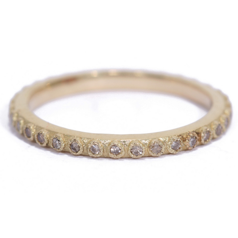 Armenta Champagne Diamond Yellow Gold Stackable Band Ring 18K Yellow Gold