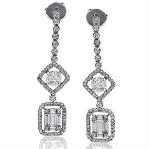 Simon G. Diamond Baguette Dangle Drop Earrings LP4297 - Nagi Jewelers
