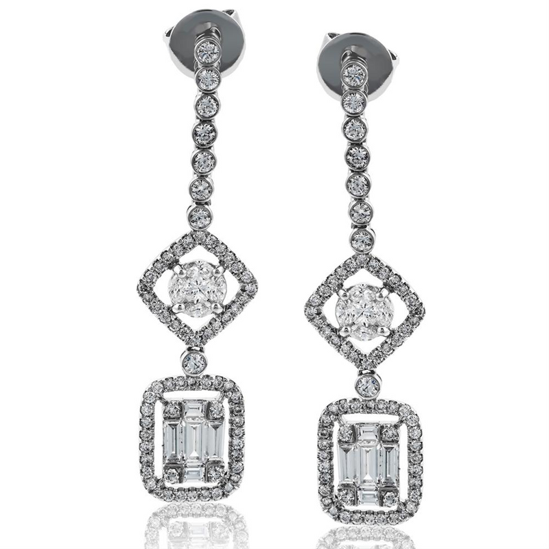 Simon G. Diamond Baguette Dangle Drop Earrings LP4297 - Nagi Jewelers