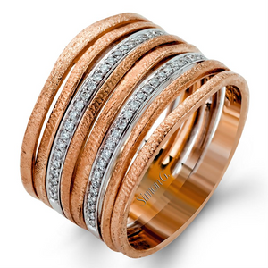 Simon G. Rose & White Gold Diamond Wide Stackable Ring MR2261 - Nagi Jewelers