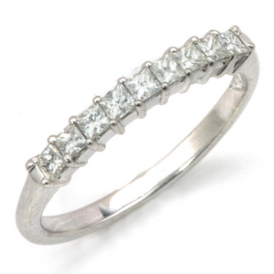 Nine Princess Diamond Wedding Band Ring Prong Set .36 carats