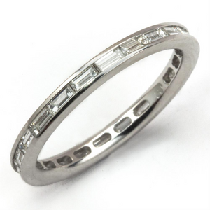 Baguette Diamond Eternity Wedding Band Anniversary Stackable 18K Ring