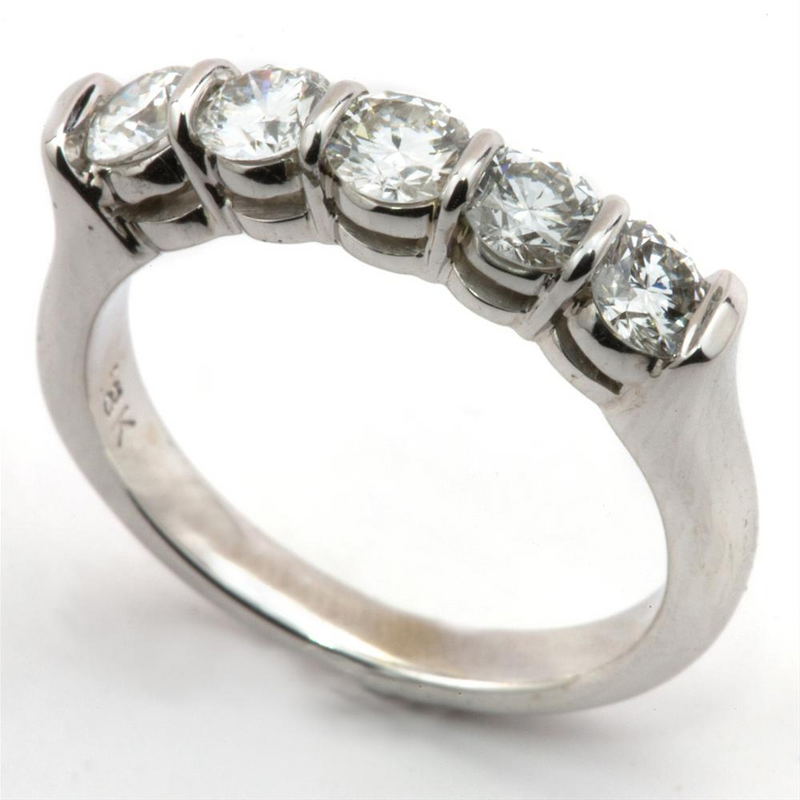 Five Stone Bar Set Diamond Wedding Band Ring 1.00 Carats 18K