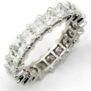Princess Cut Diamond Eternity Band Anniversary Ring 4.76 carats Platinum