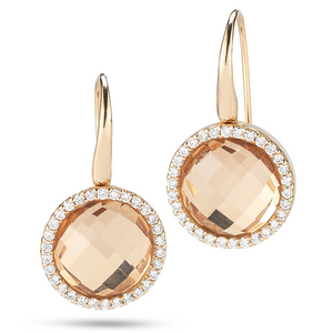 Pre-Owned Roberto Coin Rose Gold Earrings with Diamonds and Pink Rock Crystal 473455AXERJX